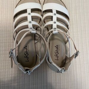 Life Stride White Strappy Gladiator Sandals (8W)